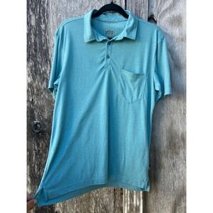 Stio Mens Jackson Hole Wyoming Polo Shirt Teal Blue Heather Short Sleeve Medium